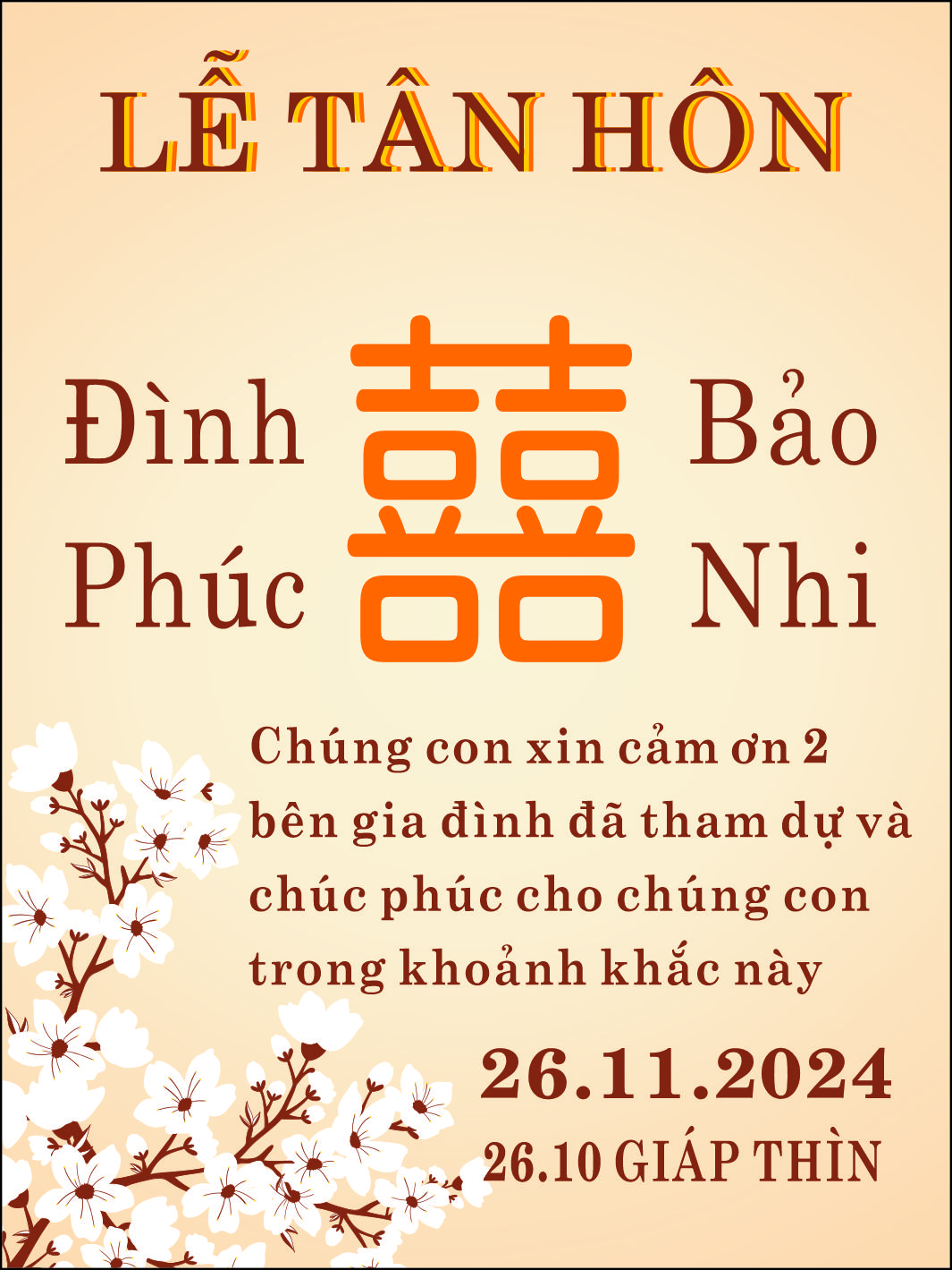 bảng tên đám cưới mẫu 734