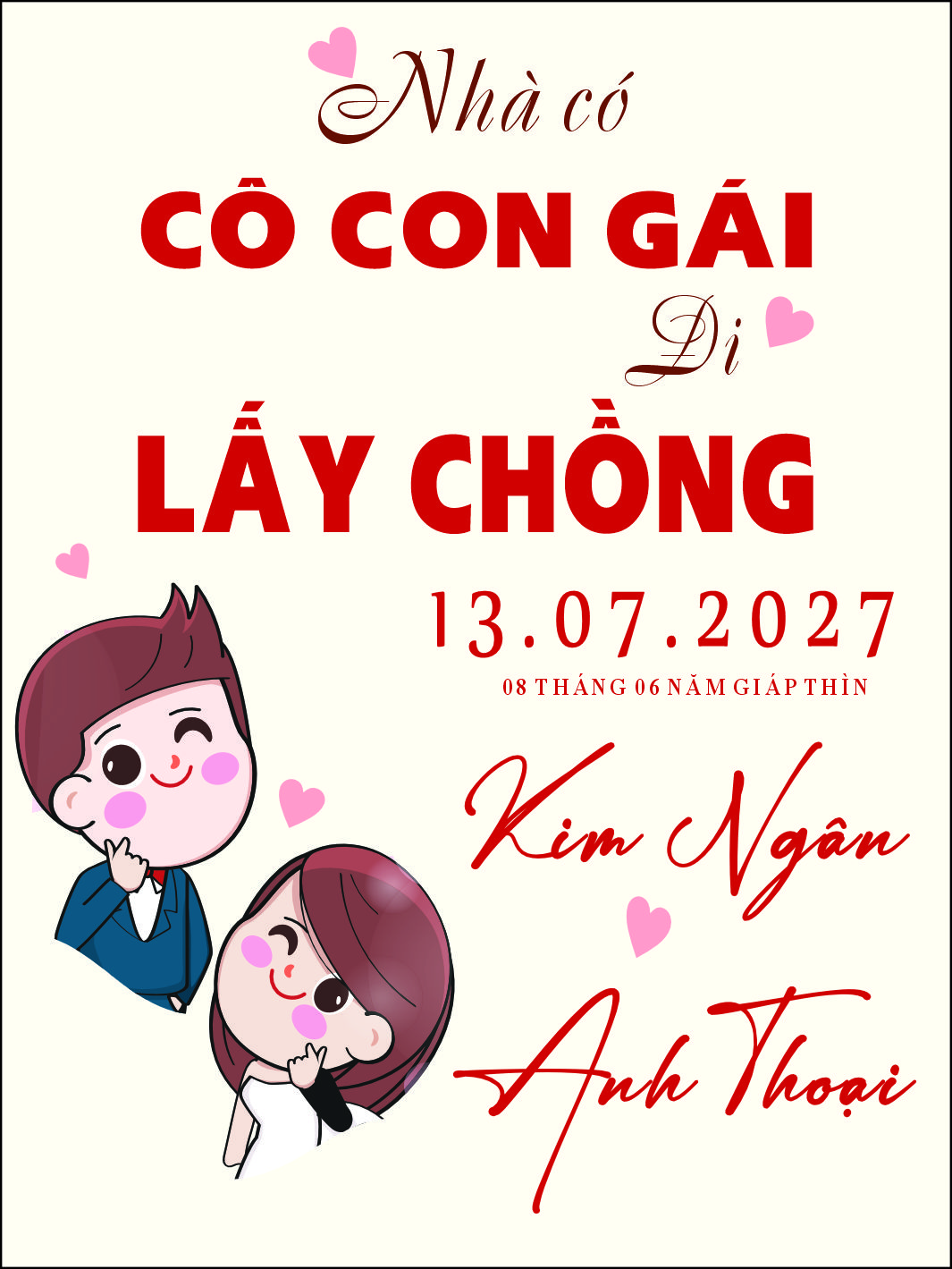 bảng tên đám cưới mẫu 746