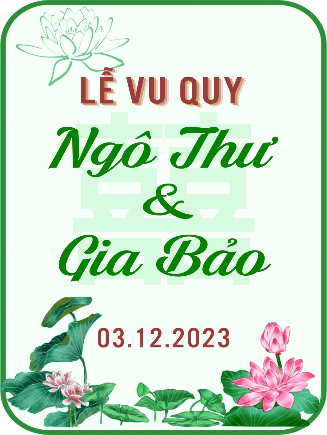 bảng tên đám cưới mẫu 754