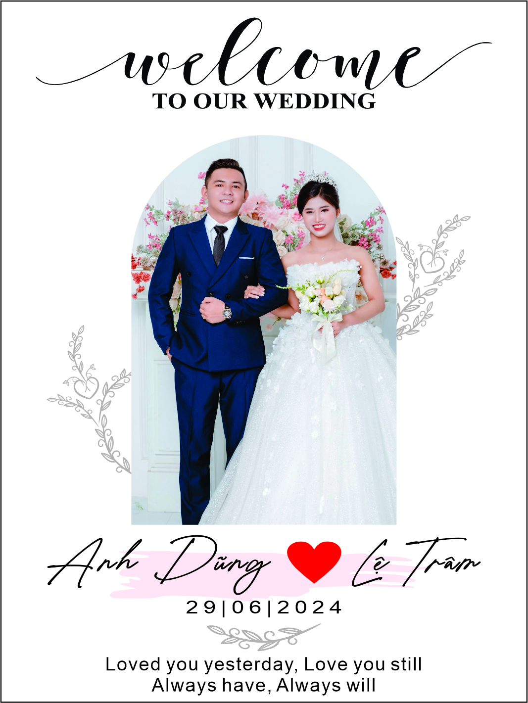 bảng tên đám cưới mẫu 769