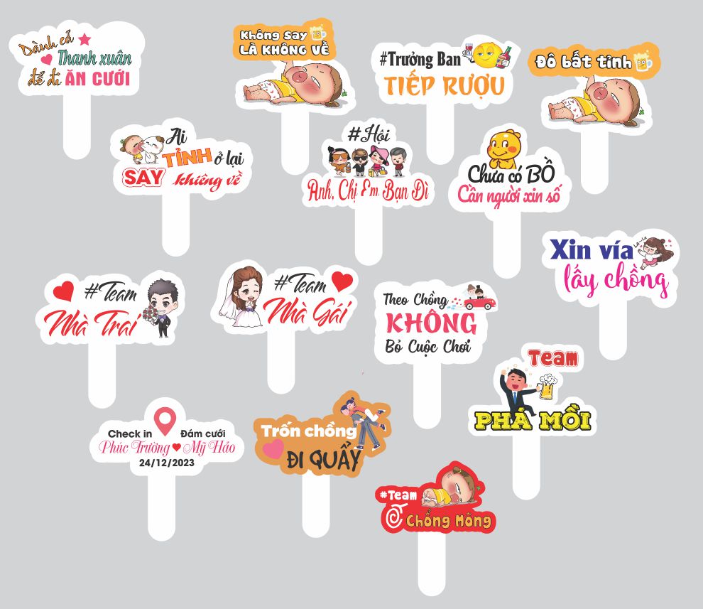 bảng cầm tay check in đám cưới