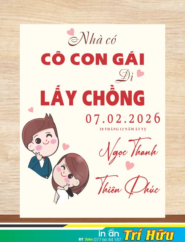 bảng tên đám cưới mẫu 106