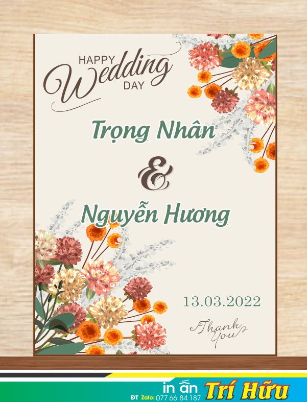 bảng tên đám cưới mẫu 11