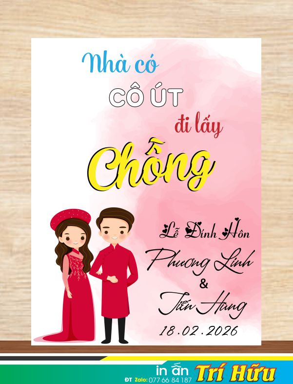 Mẫu bảng tên đám cưới đẹp giá rẻ in lấy liền tại TPHCM