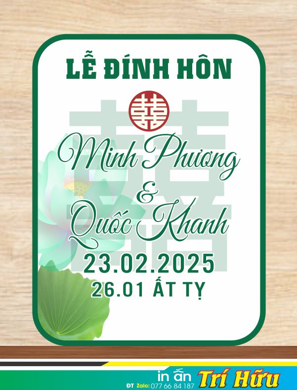 bảng tên đám cưới mẫu 9